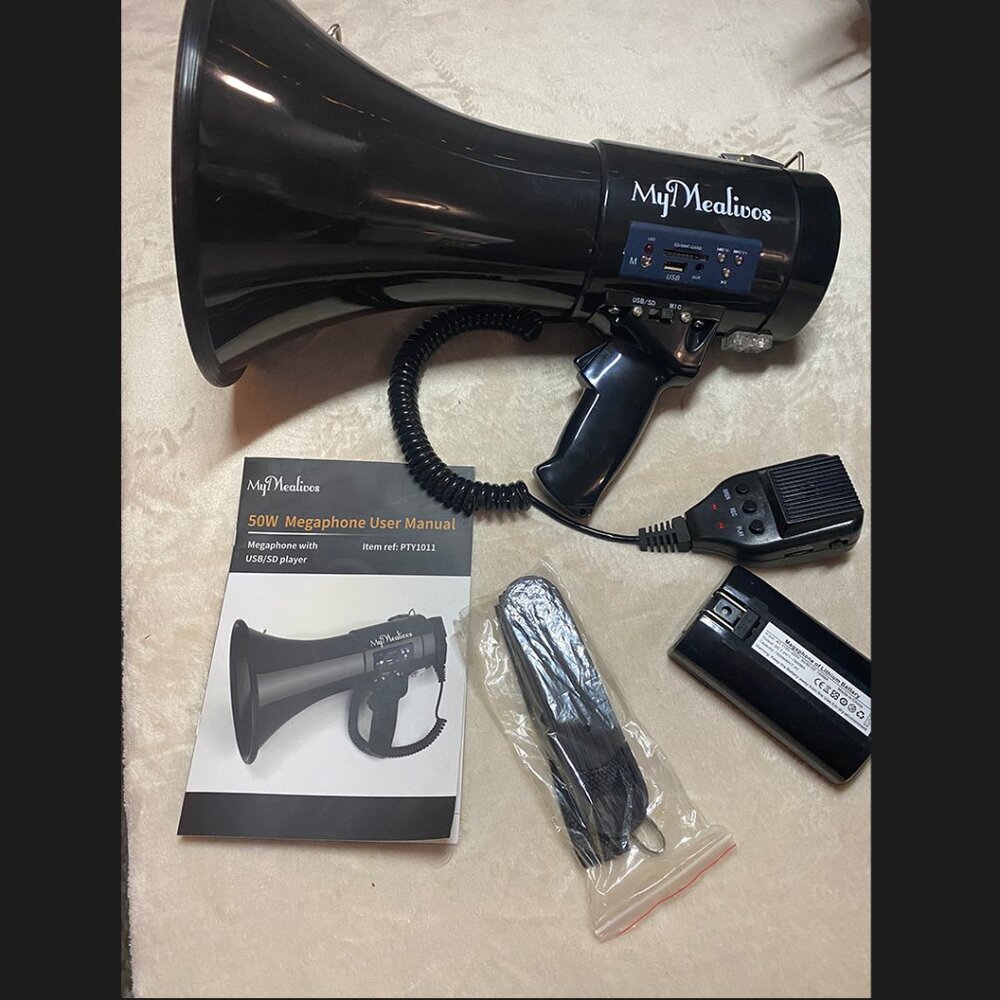 Powerful 50W Megaphone with Siren and Detachable Microphone (NWOT)